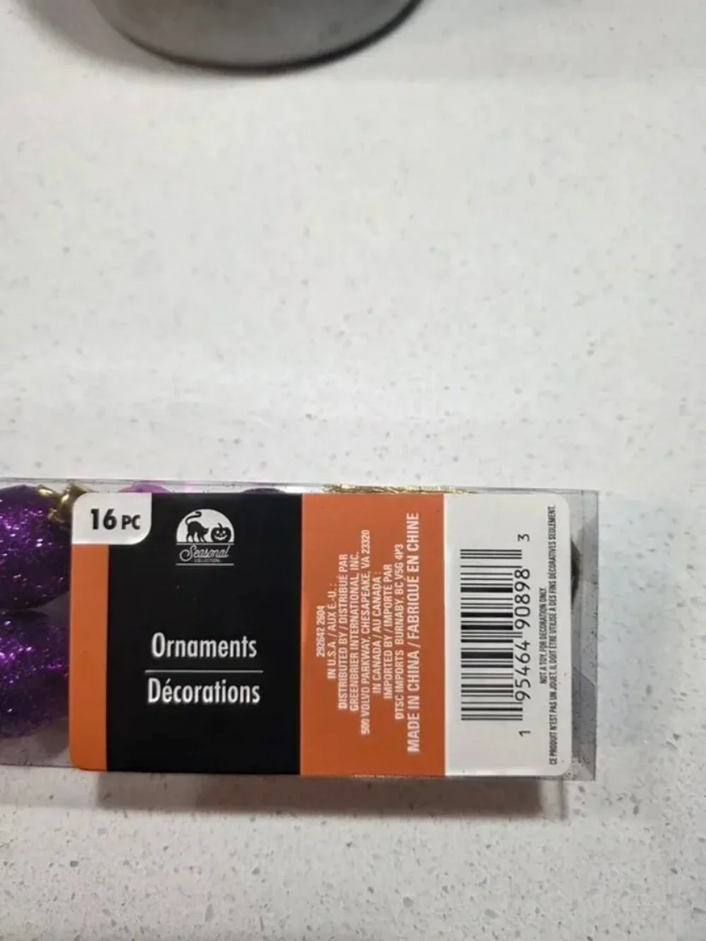 mini ornaments, Halloween tree decorations, purple glitter balls 1.18 inches, se